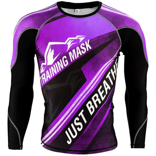 Training Mask Just Breathe Kids Purple Long Sleeve Compression Shirt